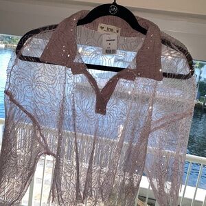 Elegant pink Sheer Lace Blouse by tns- designed in Columbia